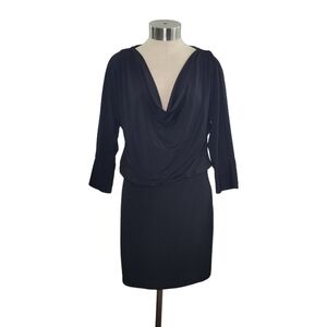 NEW Laundry by Design Black Drape Cowl Neck 3/4 Sleeve Dress Women's Size 6
